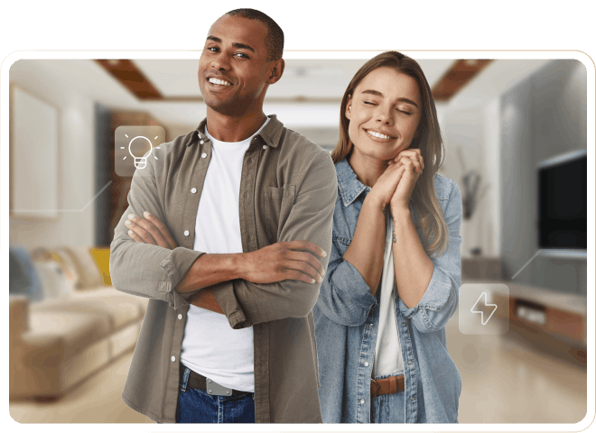 Man and woman smiling